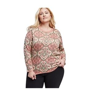 JM Collection Printed Jacquard Peach Sweater NWT Size 3X